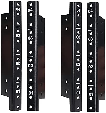 Sound Town 4-Pack 4U Steel Rack Rails with Black Powder Coated Finish and Screws (ST-RR-04UX2)