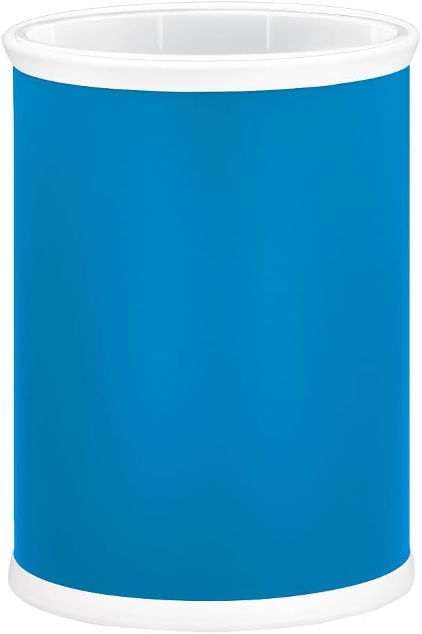 Kraftware Rainbow Oval Wastebasket with Plastic Liner, Adding Color to The Bathroom and All Other Rooms in The Home or Entertainment Space, 13 Quart Capacity, 2 Piece Set, Process Blue