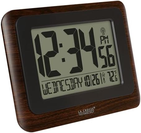 La Crosse Technology 513-17907-INT Digital Atomic Clock with Temperature - Walnut/Black