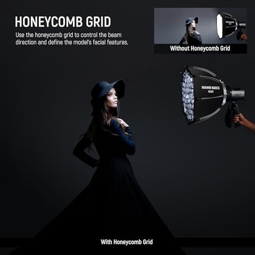 NEEWER BASICS Octagonal Softbox Kit for Studio Photography Video Recording Streaming, 18"/45cm Quick Release Bowens Mount Softbox/Grid/Light Diffusers/Bag for Continuous Lighting & Strobe Flash, NS32P