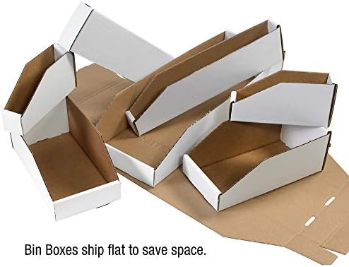 Top Pack Supply Open Top Bin Boxes, 10" x 18" x 4 1/2", White (Pack of 25)