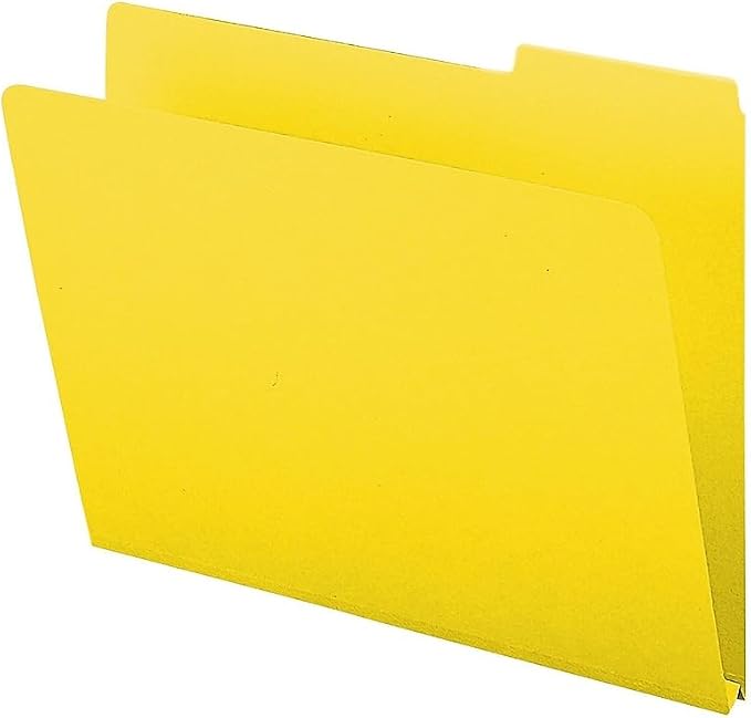Smead Pressboard File Folder, 1/3-Cut Tab, 1" Expansion, Letter Size, Yellow, 25 per Box (21562)