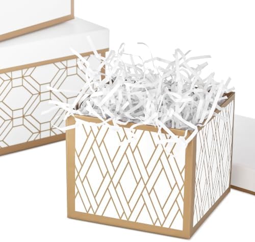 Hallmark Nesting Gift Boxes with Lids and Fill, 3-Pack (White and Gold)