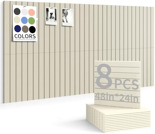 48" x 24" Cork Board Alternative, 8 Pack Felt Bulletin Board Tiles with 30 Adhesive Tabs Wall Push Pin Board for Office Classroom Bedroom Decor