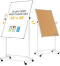 Rolling Whiteboard Corkboard Combo with Stand 24"x40"