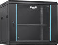 VEVOR 9U Wall Mount Network Server Cabinet, 15.5'' Deep, Server Rack Cabinet Enclosure, 200 lbs Max. Ground-Mounted Load Capacity, with Locking Glass Door Side Panels, for IT Equipment, A/V Devices