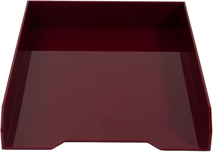 JAM PAPER Stackable Paper Trays - Burgundy - Desktop Document, Letter, & File Organizer Tray - Sold Individually