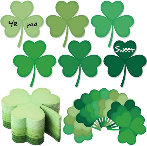 48 Pads 1440 Sheets Shamrock Sticky Notes St. Patrick's Day Note Pads Gifts Bulletin Board Decorations Stickers Self Adhesive Memo Pad