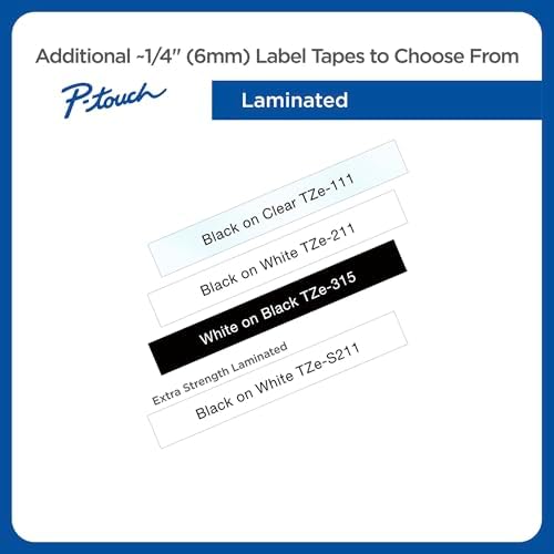 Brother Genuine P-touch TZE-211 Label Tape 1, 1/4" (0.23") Standard Laminated P-touch Tape, Black on White, Laminated for Indoor or Outdoor Use, Water Resistant, 26.2 Feet (8M), Single-Pack