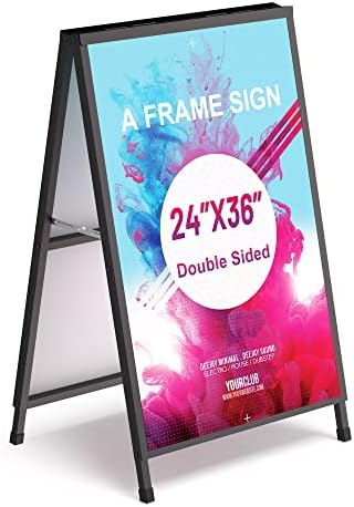Relx 24x36 Inch A Frame Sign, Double-Sided Metal Sandwich Board, Heavy Duty Slide-in Sidewalk Signs for Outdoor Street Advertising Poster (Frame only)