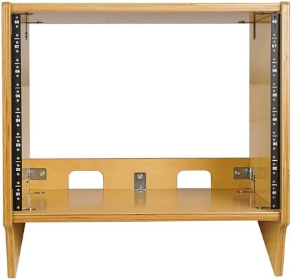 Sound Town DIY 8U Angled Desktop Turret Studio Rack with Solid Baltic Birch Plywood, Golden Oak, Assembly Required (SDRK-8SL)