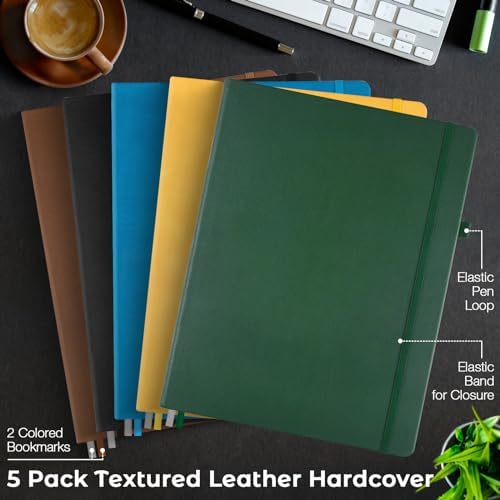 College Ruled Notebook, Large A4 Hardcover Leather Journal for Women Men