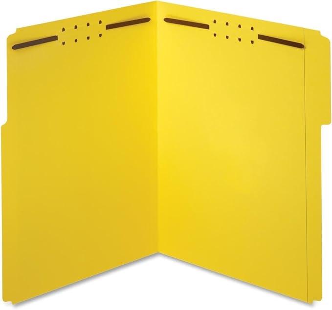 Pendaflex Fastener Folders,1/3 Cut,Reinforced Tab,2 Fasteners,Letter Size,Yellow,50 Folders Per Box (22940),(Pack of 5)