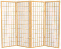 4 ft. Short Window Pane Shoji Screen - Natural - 4 Panels
