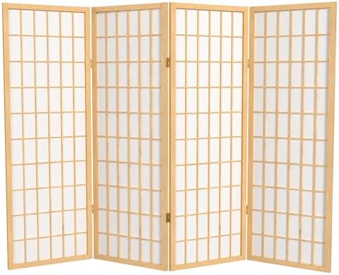 4 ft. Short Window Pane Shoji Screen - Natural - 4 Panels