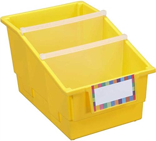 Really Good Stuff Yellow Chapter Book Classroom Library Bins with Dividers