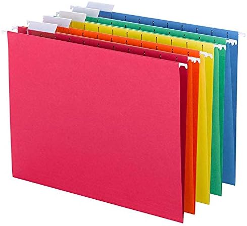 Smead Hanging File Folder Kit, Letter Size, Set of 24 Hanging File Folders and 24 Top Tab File Folders, Assorted Colors (Red, Yellow, Blue, Green)
