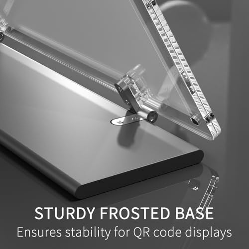 HIIMIEI Acrylic QR Code Stand: Foldable Slant Back Sign Holder - Clear Magnetic Paper Display Standing for Office Store Studios
