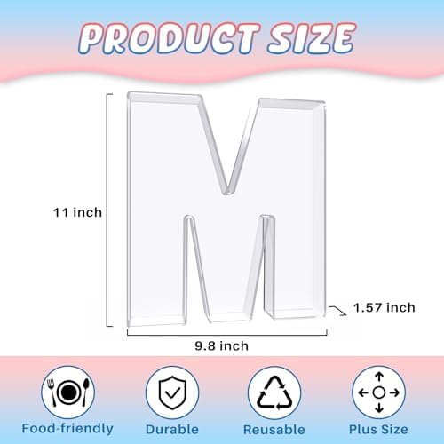 11" Acrylic Letter Charcuterie Box, Reusable Fillable Alphabet Number Shaped Form Tray for Birthday Anniversaries, Party Decorative Serving Plates Display Candy Cake (M)