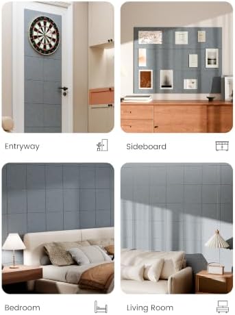 Bumusty 48"x 36" Large Felt Bulletin Board Tiles, Blue Gray