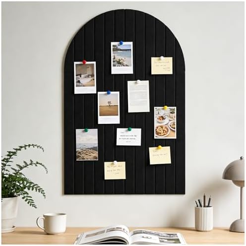 Arched Felt Bulletin Board (Black), 35"x24" Large Wall Decor