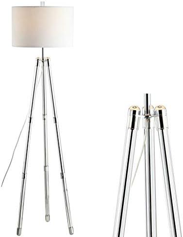 JONATHAN Y Arliss 60" Surveyor's Tripod Metal/Crystal Floor Lamp, Chrome