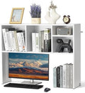 VEVOR Desktop Bookshelf, Storage Organizer with 5 Shelves for Computer Desk, Wooden Shelf Desk Hutch with Anti-Slip Feet Pads, Desk Top Display Rack for Office, Home & Dorm, White