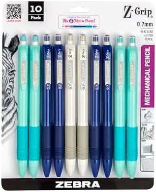 Zebra Pen Z-Grip Mechanical Pencil, 0.7mm #2 HB, Blue Barrels, 10-Pack