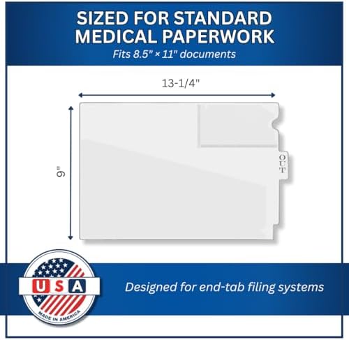 Doctor Stuff - Center Tab Vinyl Outguides, Diagonal Cut Front Pocket, Top Charge Out Slip Pocket, Plastic File Folder, Letter Size 9" x 13-1/4", Frosty Clear, 50/Box