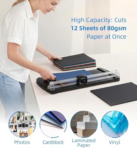 12-Inch Guillotine Paper Cutter, Black