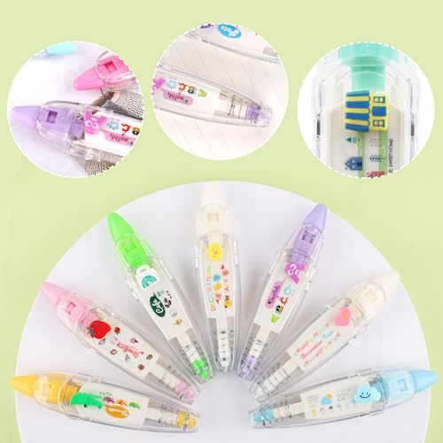 NQEUEPN 12pcs Decorative Tape Pen, Cute Animals Press Type Decorative Pen Tape Roller Pen DIY Creative Cartoon Correction Tape for Boy Girls Gift Teacher Class Rewards (12 Themes)