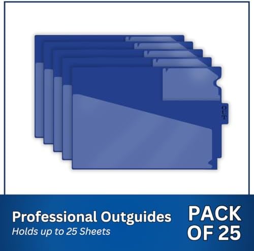Doctor Stuff - Center Tab Vinyl Outguides, Diagonal Cut Front Pocket, Top Charge Out Slip Pocket, Plastic File Folder, Letter Size 9" x 13-1/4", Navy, 25/Box