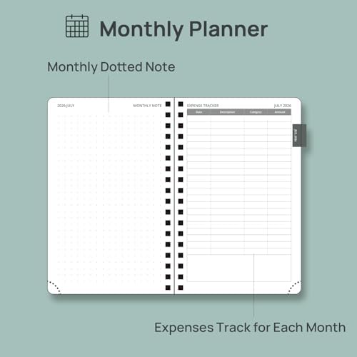 POPRUN 2026-2027 Monthly Planner, 4" x 6.25" Small Agenda,18 Month Calendar