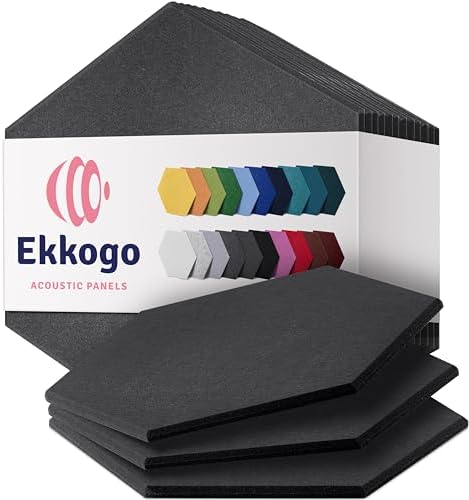 Acoustic Panels 12-Pack Soundproof Wall Panels 14"X12.1"X0.4" Sound Panels High Density Sound Dampening Panels - [Dark Gray Hexagon]