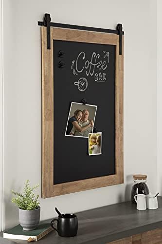 Kate and Laurel Samuels Wood Framed Chalkboard, 24 x 36, Rustic Brown and Charcoal, Magnetic Modern Farmhouse Wall Hanging Chalkboard