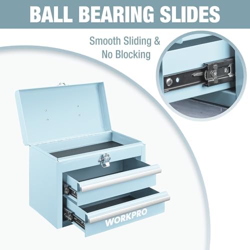 WORKPRO Portable Mini Metal Tool Box with 2 Drawers
