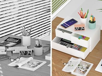 Bamboo Desk Organizer wtih Drawers Mini Desktop Drawer Tabletop Storage | 100% Bamboo Countertop Organizer Drawers,Makeup Storage,Kitchen Spice Organizers,2 Drawer Tabletop Storage,for Home Office