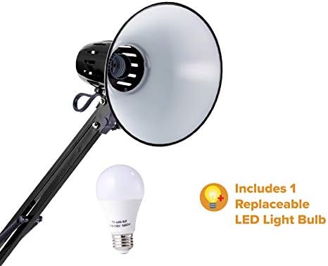 Bostitch Office VLF100D Swing Arm Desk Lamp, Metal, 36" Reach with Multi-Joint Adjustment, Includes Replaceable LED Bulb (VLF), Black
