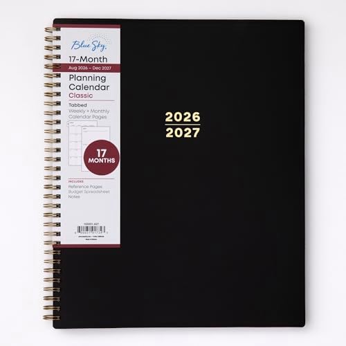 Blue Sky 2026-2027 Weekly & Monthly Academic Planner, 8.5"x11", Black