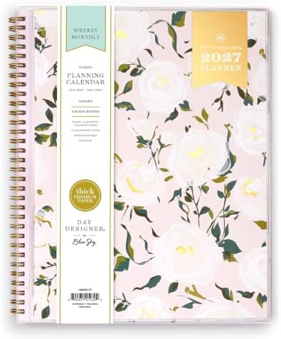 Blue Sky 2027 Weekly & Monthly Planner Calendar, 8.5"x11", Coming Up Roses