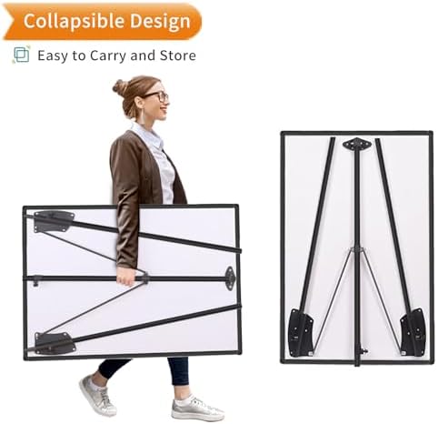 VIZ-PRO Magnetic Whiteboard Easel Black, 36"x24", Portable Dry Erase Board