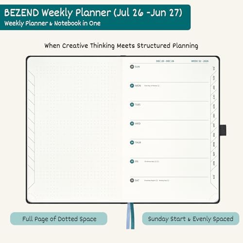 BEZEND 2026 2027 Planner Weekly Monthly (A5 5.5"x8.5") Dot-Grid Journal