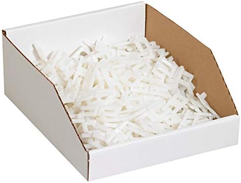 Top Pack Supply Open Top Bin Boxes, 10" x 18" x 4 1/2", White (Pack of 25)
