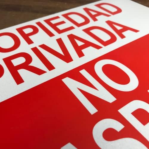 TRADESAFE Private Property No Trespassing Sign - Propiedad Privada No Traspasar Spanish Sign, Quick Install, Light Reflective, UV-Resistant, Waterproof, 14” X 10” Aluminum Safety Signs