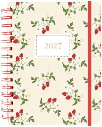 Graphique Strawberries 18 Month Planner, July 2026 – Dec. 2027, Hardbound Spiral Planner with Monthly Tabs, Holidays & Reminder Stickers, 6” x 8”