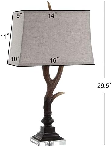 JONATHAN Y Antler 29.5" Rustic Resin Crystal Metal Table Lamp, Brown/Clear