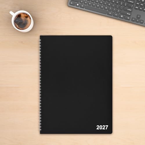 Staples 2027 Monthly Planner, 8x11 Inch, Black Faux Leather, ST52184