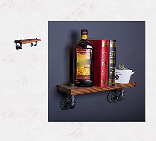 Storage Rack Storage Rack Storage Shelf Wood Wrought Iron Shelf Vintage Clapboard Creative Bookshelf Combination Wall Water Pipe Shelf Brown Double Layer Storage Shelf (Brown Three Layers Storage