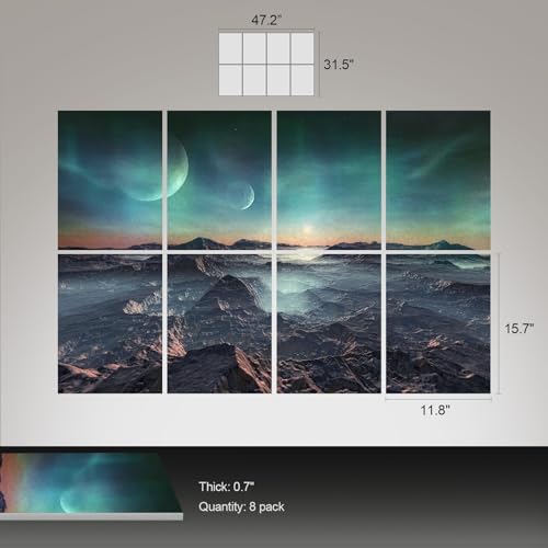 UMIACOUSTICS 8 Pcs 0.7Inch Thick Art Acoustic Panels, Total 47.2” x 31.5” Decorative Acoustical Wall Panels, Sound Absorbing Art Panels for Home, Office, Hotel, Recording Studio, Stars Daybreak