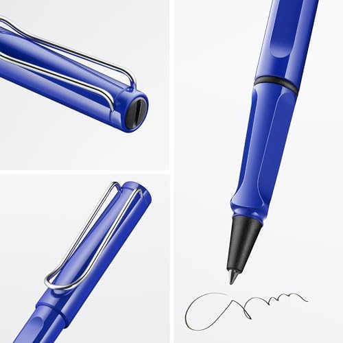 Lamy safari blue - Rollerball Pen with ergonomic grip & line width M - for pleasant long writing - made of robust ASA plastic - including rollerball refill M 63 in black